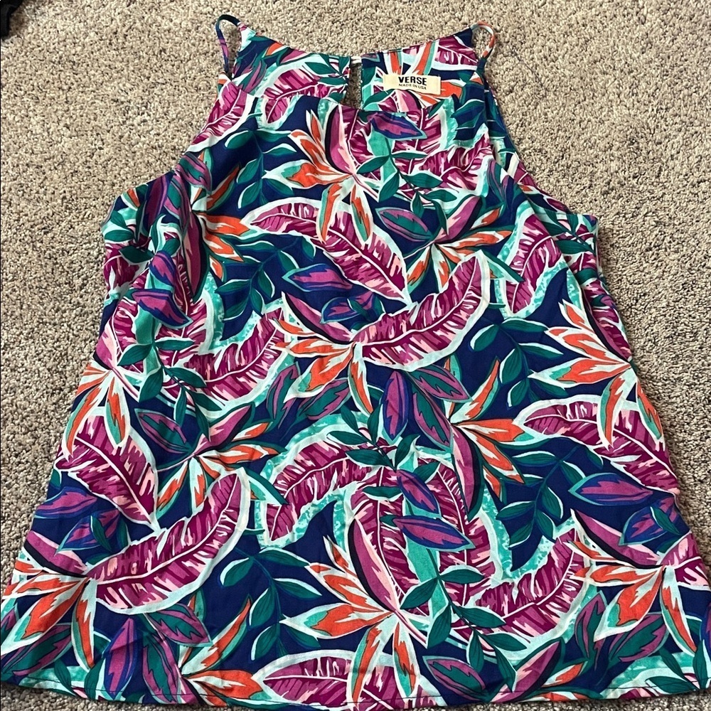 Verse tropical floral sleeveless blouse medium